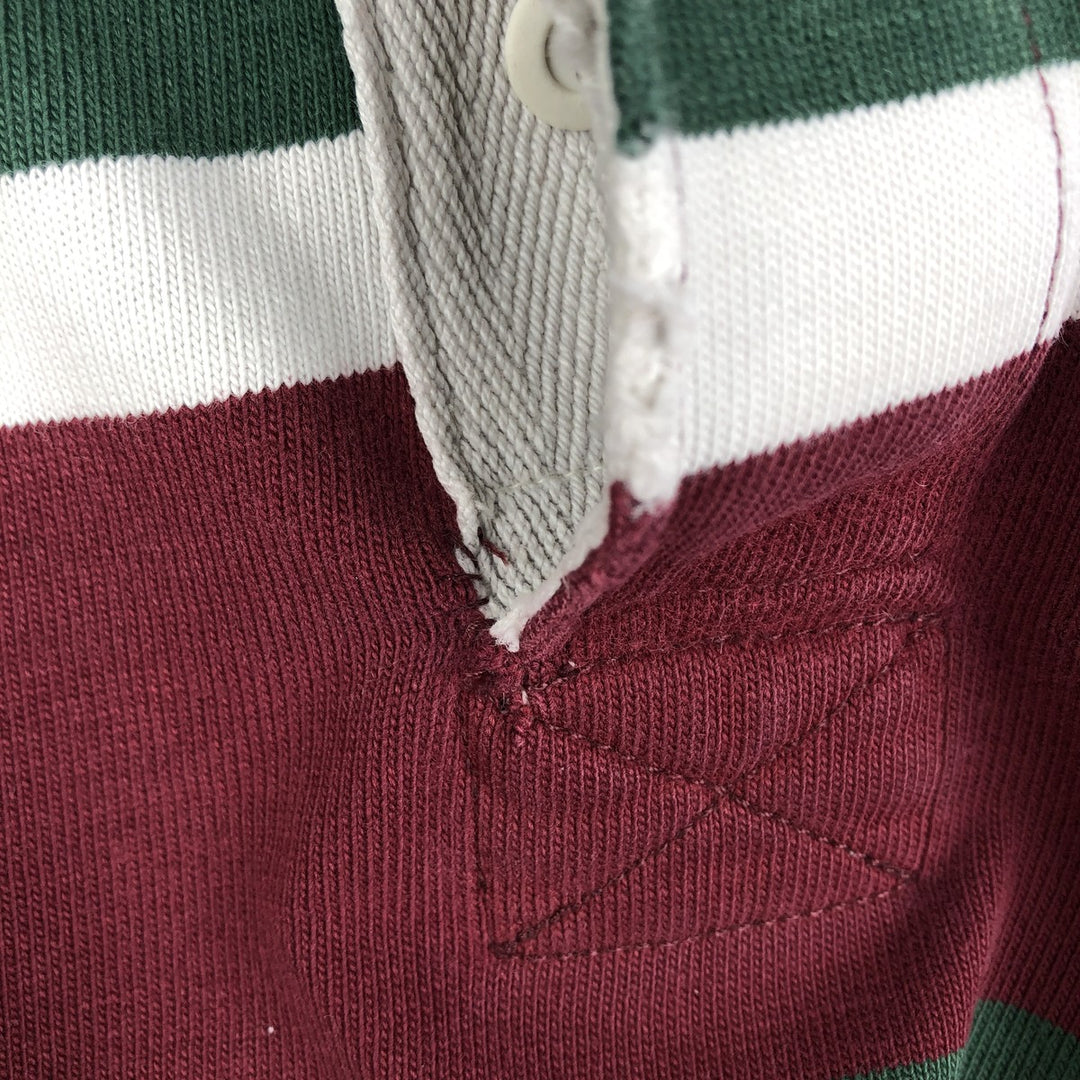 Ralph Lauren POLO by Ralph Lauren multi-border long-sleeved rugby shirt, men's size XXL cotton Green type dark green Vintage Second Hand