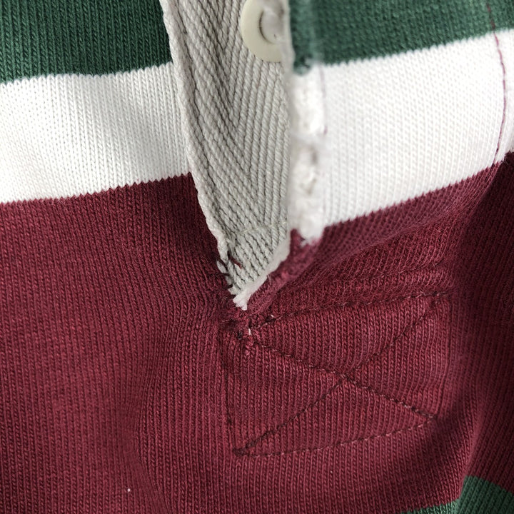 Ralph Lauren POLO by Ralph Lauren multi-border long-sleeved rugby shirt, men's size XXL cotton Green type dark green Vintage Second Hand
