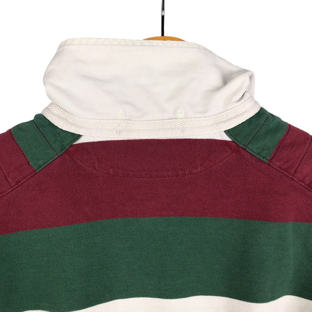 Ralph Lauren POLO by Ralph Lauren multi-border long-sleeved rugby shirt, men's size XXL cotton Green type dark green Vintage Second Hand