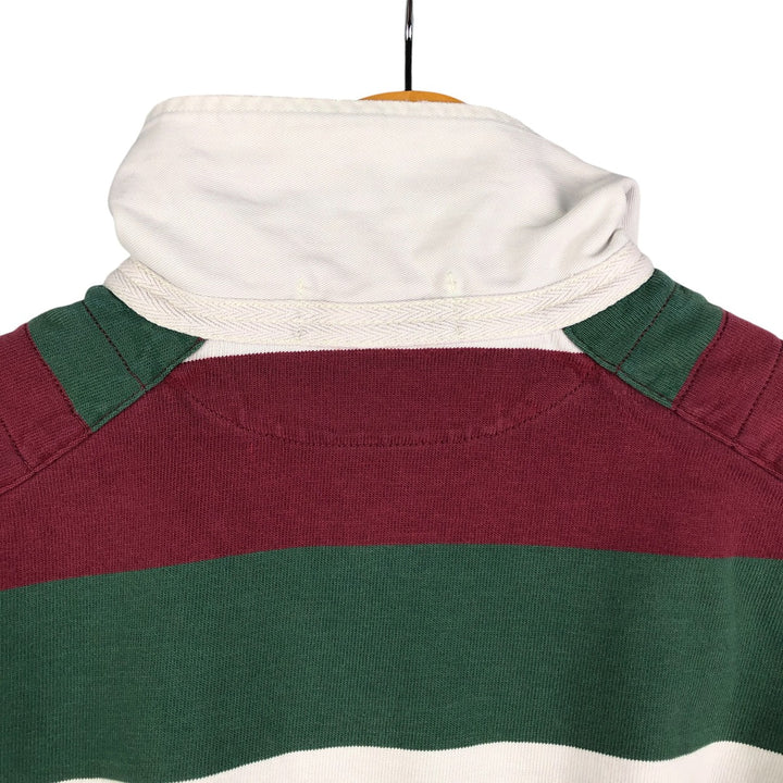 Ralph Lauren POLO by Ralph Lauren multi-border long-sleeved rugby shirt, men's size XXL cotton Green type dark green Vintage Second Hand