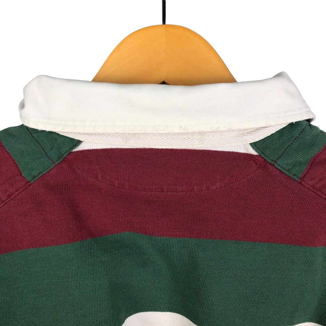 Ralph Lauren POLO by Ralph Lauren multi-border long-sleeved rugby shirt, men's size XXL cotton Green type dark green Vintage Second Hand