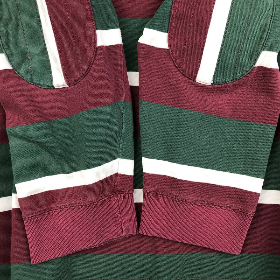 Ralph Lauren POLO by Ralph Lauren multi-border long-sleeved rugby shirt, men's size XXL cotton Green type dark green Vintage Second Hand