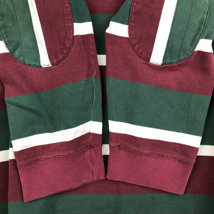 Ralph Lauren POLO by Ralph Lauren multi-border long-sleeved rugby shirt, men's size XXL cotton Green type dark green Vintage Second Hand