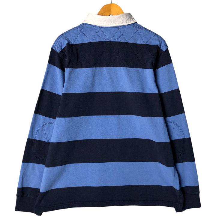 Ralph Lauren Custom Fit Striped Pattern Long Sleeve Rugby Shirt, Men's XL cotton navy blue type Vintage Second Hand