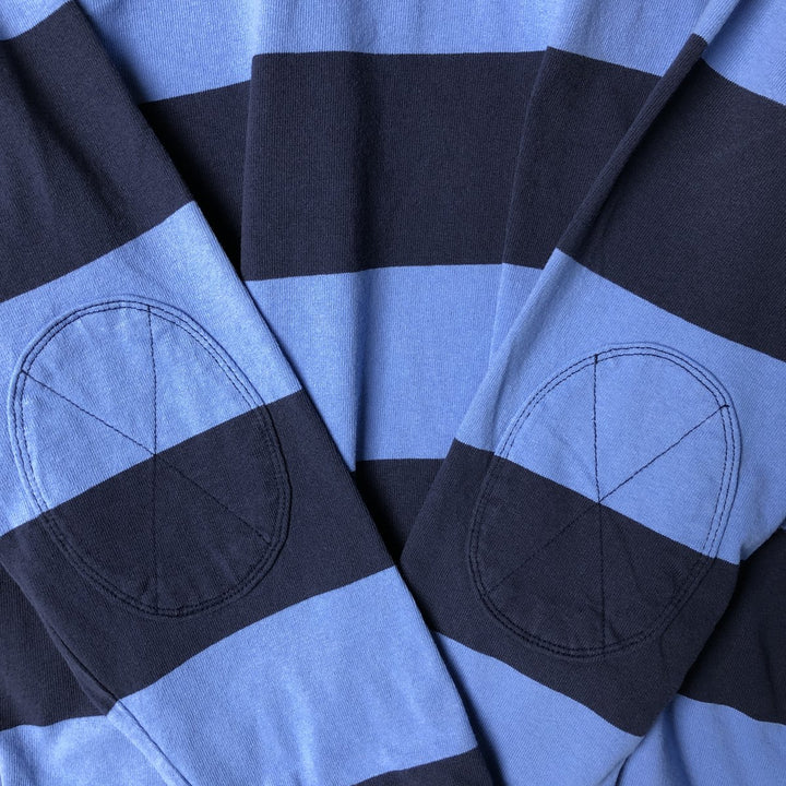 Ralph Lauren Custom Fit Striped Pattern Long Sleeve Rugby Shirt, Men's XL cotton navy blue type Vintage Second Hand