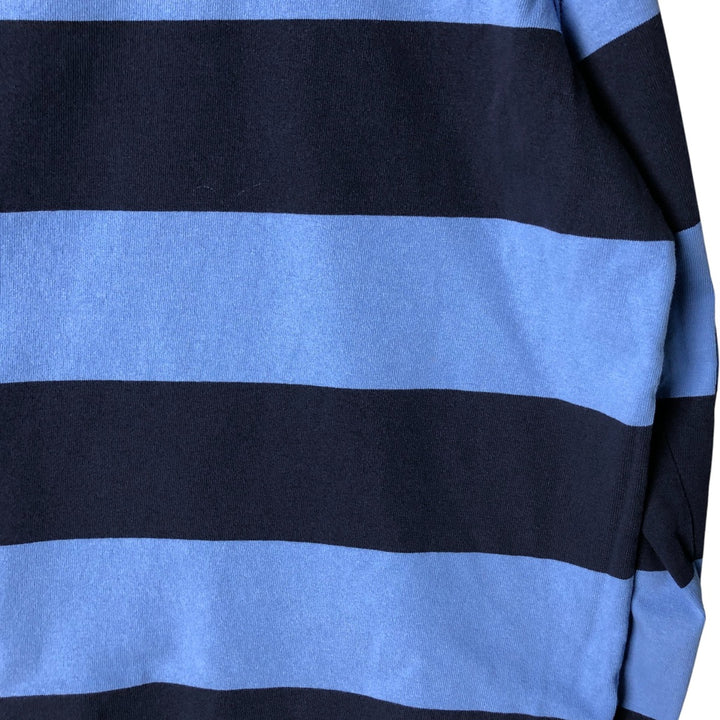 Ralph Lauren Custom Fit Striped Pattern Long Sleeve Rugby Shirt, Men's XL cotton navy blue type Vintage Second Hand