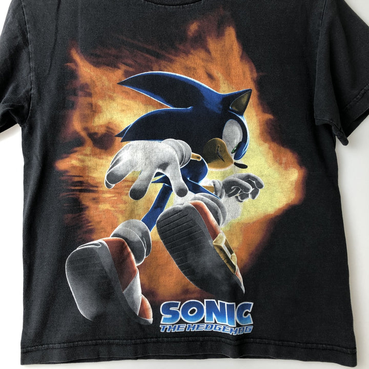SONIC Sonic character print T-shirt, men's size S unclear Charcoal Vintage Second Hand