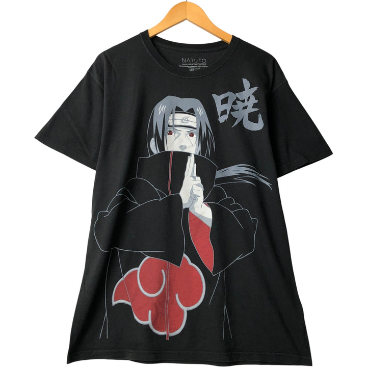 NARUTO SHIPPUDEN Naruto Shippuden Anime Character Print T-Shirt Men's L size cotton black type Vintage Second Hand
