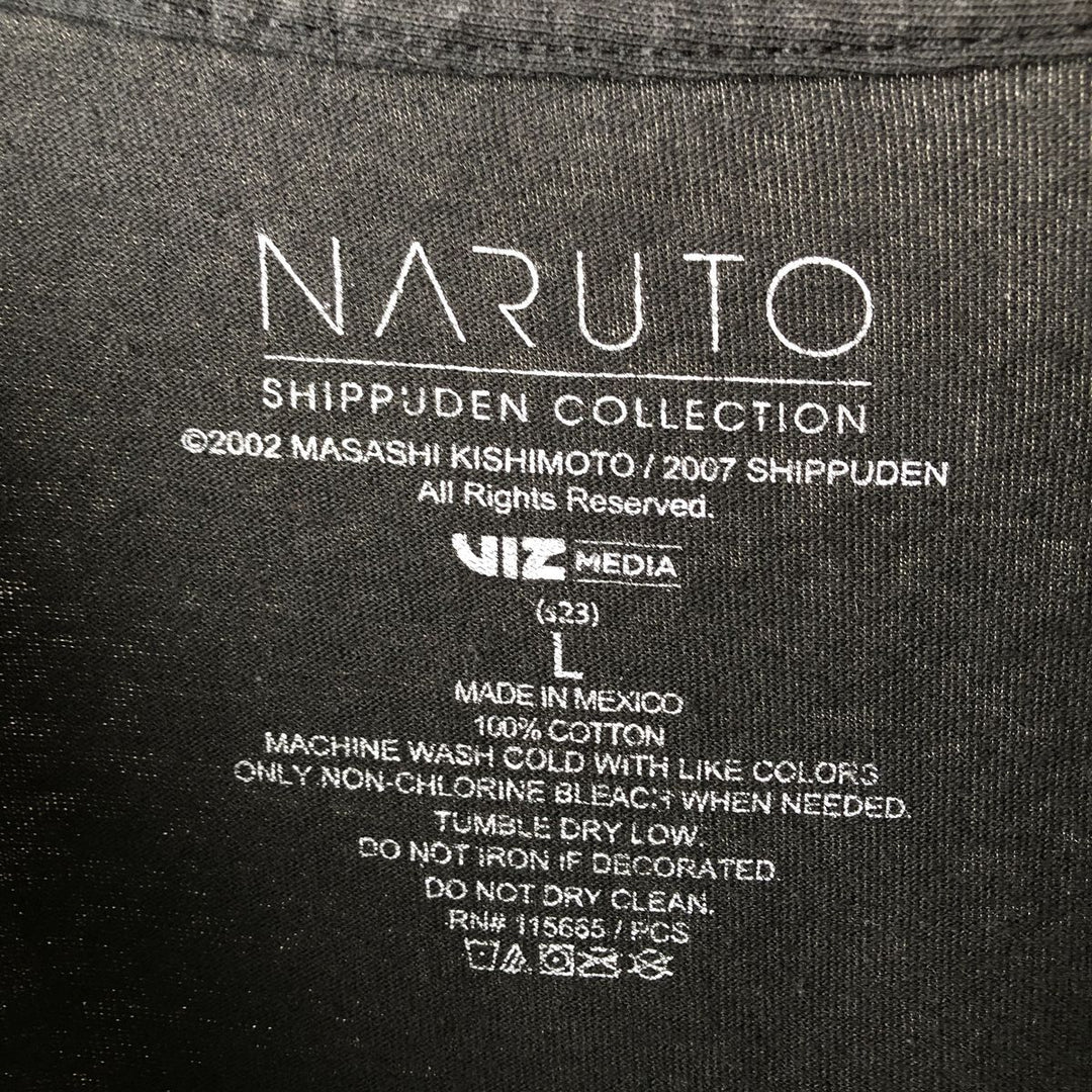 NARUTO SHIPPUDEN Naruto Shippuden Anime Character Print T-Shirt Men's L size cotton black type Vintage Second Hand