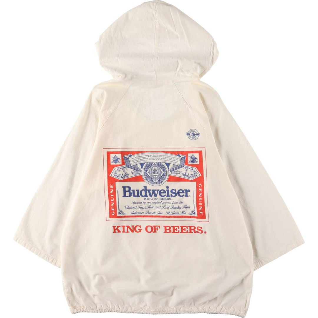 Vintage 90'S sweet sacks Budweiser pullover, three-quarter sleeve cotton hoodie, men's size L cotton white type Vintage Second Hand