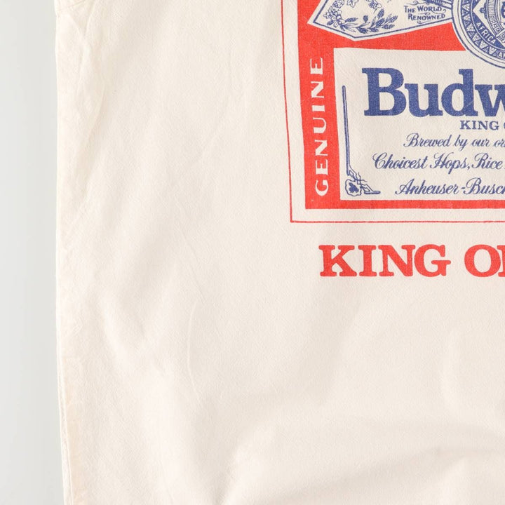 Vintage 90'S sweet sacks Budweiser pullover, three-quarter sleeve cotton hoodie, men's size L cotton white type Vintage Second Hand