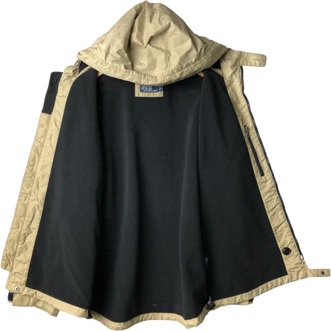Ralph Lauren POLO by Ralph Lauren padded hoodie/puffer jacket, men's size XL Nylon Beige type Vintage Second Hand