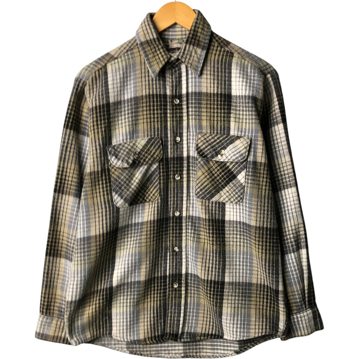 90'S Vintage Five Brother Light Flannel Check Shirt, Men's Size Medium, Long Sleeve unclear Beige type Vintage Second Hand