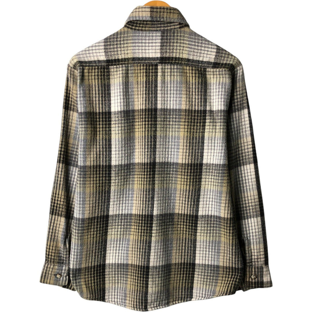 90'S Vintage Five Brother Light Flannel Check Shirt, Men's Size Medium, Long Sleeve unclear Beige type Vintage Second Hand