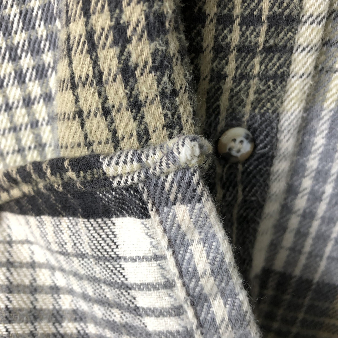 90'S Vintage Five Brother Light Flannel Check Shirt, Men's Size Medium, Long Sleeve unclear Beige type Vintage Second Hand