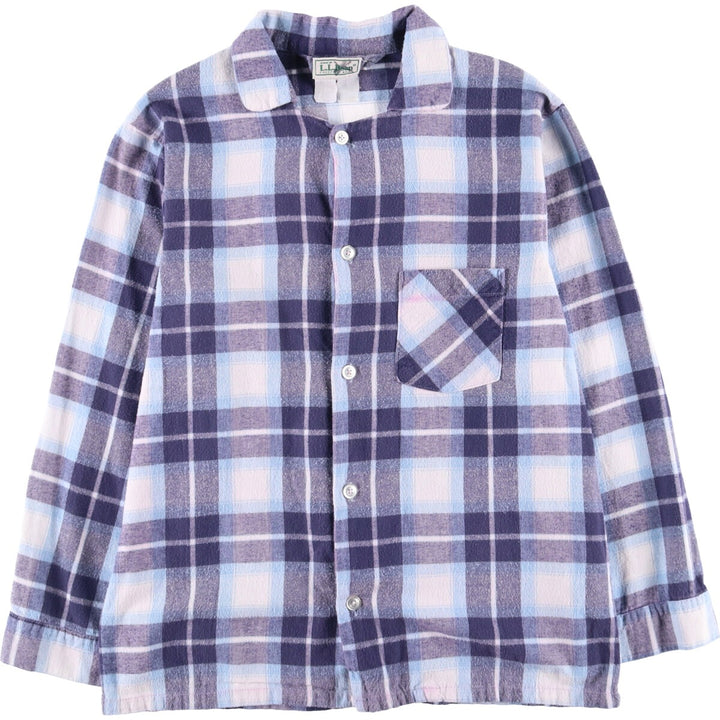 Vintage 1980'S LLBean Check Pattern Long Sleeve Pajama Shirt, Boxy Shirt, Men's Size Medium unclear white type Vintage Second Hand