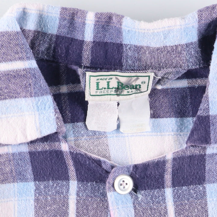 Vintage 1980'S LLBean Check Pattern Long Sleeve Pajama Shirt, Boxy Shirt, Men's Size Medium unclear white type Vintage Second Hand
