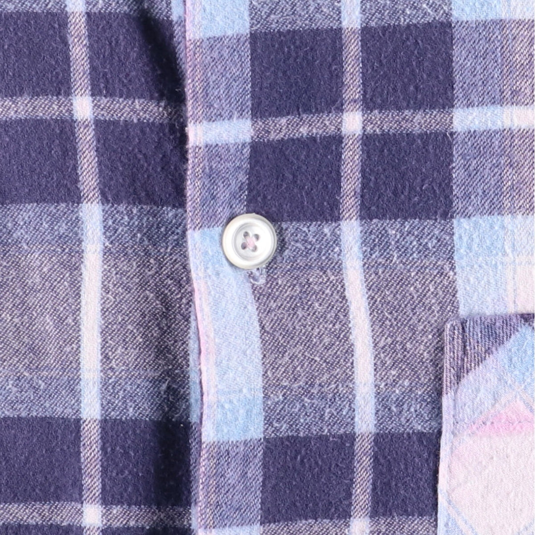 Vintage 1980'S LLBean Check Pattern Long Sleeve Pajama Shirt, Boxy Shirt, Men's Size Medium unclear white type Vintage Second Hand