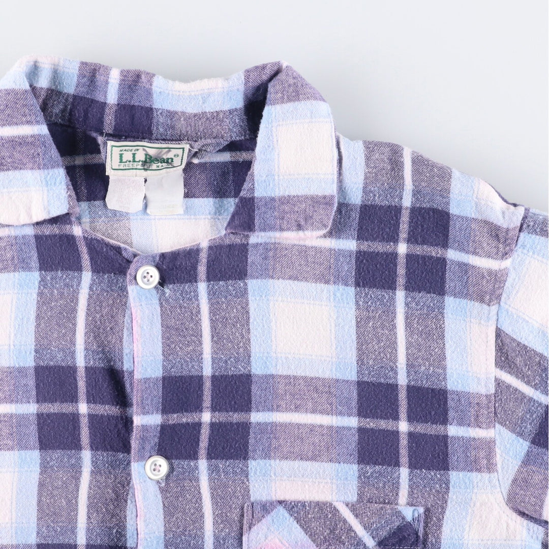 Vintage 1980'S LLBean Check Pattern Long Sleeve Pajama Shirt, Boxy Shirt, Men's Size Medium unclear white type Vintage Second Hand