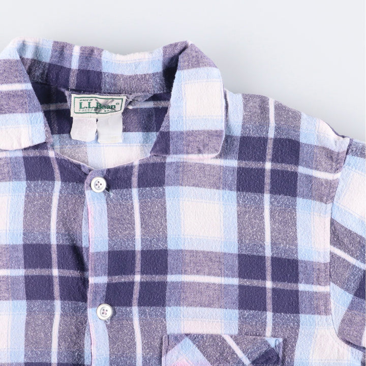 Vintage 1980'S LLBean Check Pattern Long Sleeve Pajama Shirt, Boxy Shirt, Men's Size Medium unclear white type Vintage Second Hand