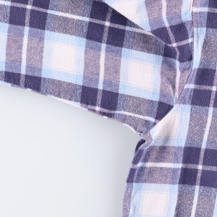 Vintage 1980'S LLBean Check Pattern Long Sleeve Pajama Shirt, Boxy Shirt, Men's Size Medium unclear white type Vintage Second Hand