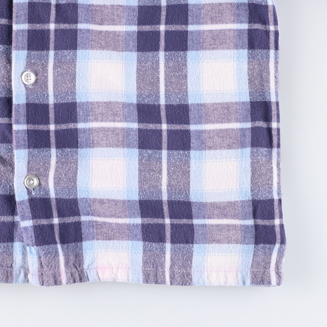 Vintage 1980'S LLBean Check Pattern Long Sleeve Pajama Shirt, Boxy Shirt, Men's Size Medium unclear white type Vintage Second Hand