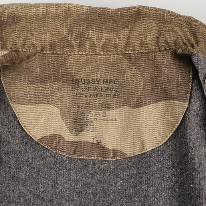 Stussy Camouflage Pattern Military HBT Jacket, Men's Size Medium cotton Khaki type brown Vintage Second Hand
