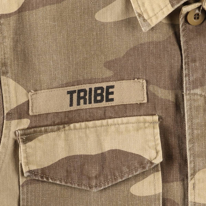 Stussy Camouflage Pattern Military HBT Jacket, Men's Size Medium cotton Khaki type brown Vintage Second Hand