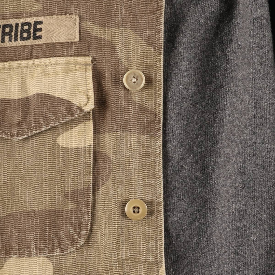 Stussy Camouflage Pattern Military HBT Jacket, Men's Size Medium cotton Khaki type brown Vintage Second Hand