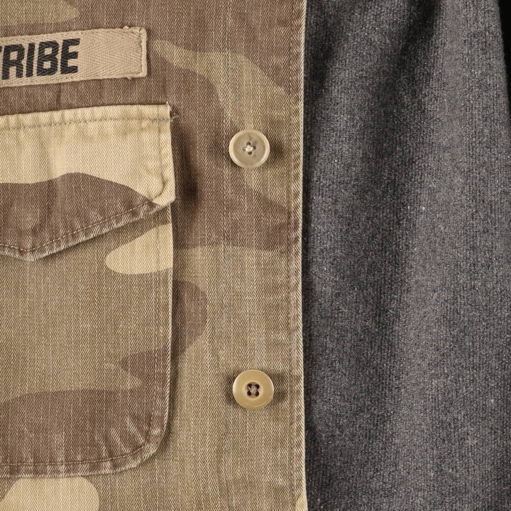 Stussy Camouflage Pattern Military HBT Jacket, Men's Size Medium cotton Khaki type brown Vintage Second Hand