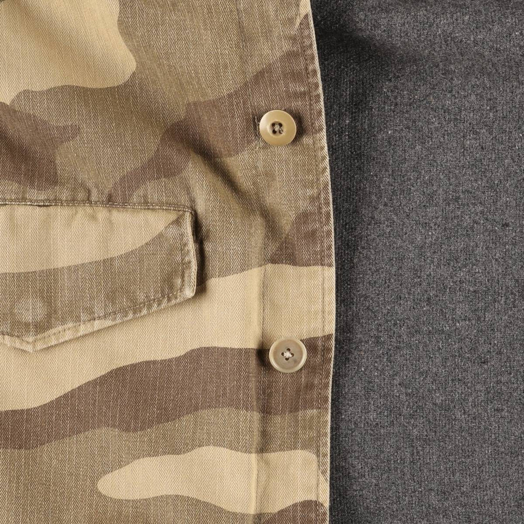 Stussy Camouflage Pattern Military HBT Jacket, Men's Size Medium cotton Khaki type brown Vintage Second Hand