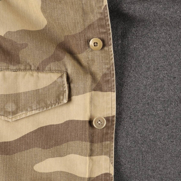 Stussy Camouflage Pattern Military HBT Jacket, Men's Size Medium cotton Khaki type brown Vintage Second Hand