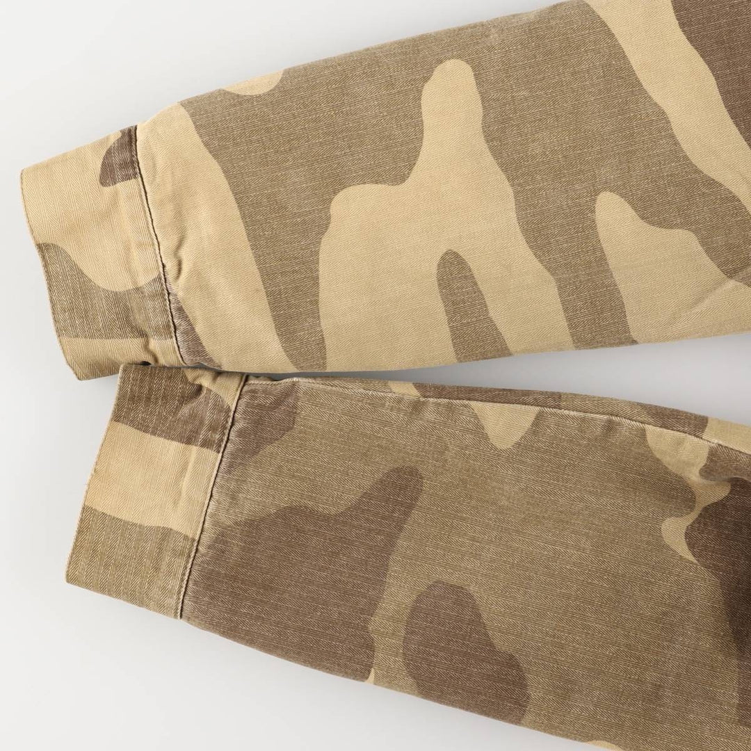 Stussy Camouflage Pattern Military HBT Jacket, Men's Size Medium cotton Khaki type brown Vintage Second Hand