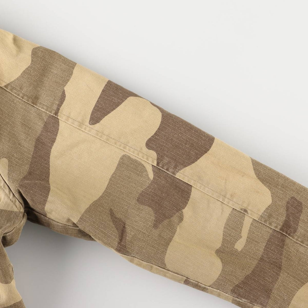 Stussy Camouflage Pattern Military HBT Jacket, Men's Size Medium cotton Khaki type brown Vintage Second Hand
