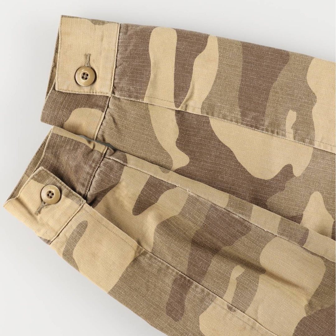 Stussy Camouflage Pattern Military HBT Jacket, Men's Size Medium cotton Khaki type brown Vintage Second Hand