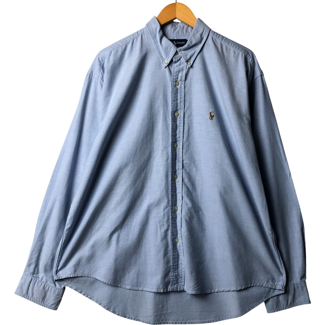 Ralph Lauren YARMOUTH long sleeve button down shirt, men's XXL size cotton Blue type light blue Vintage Second Hand