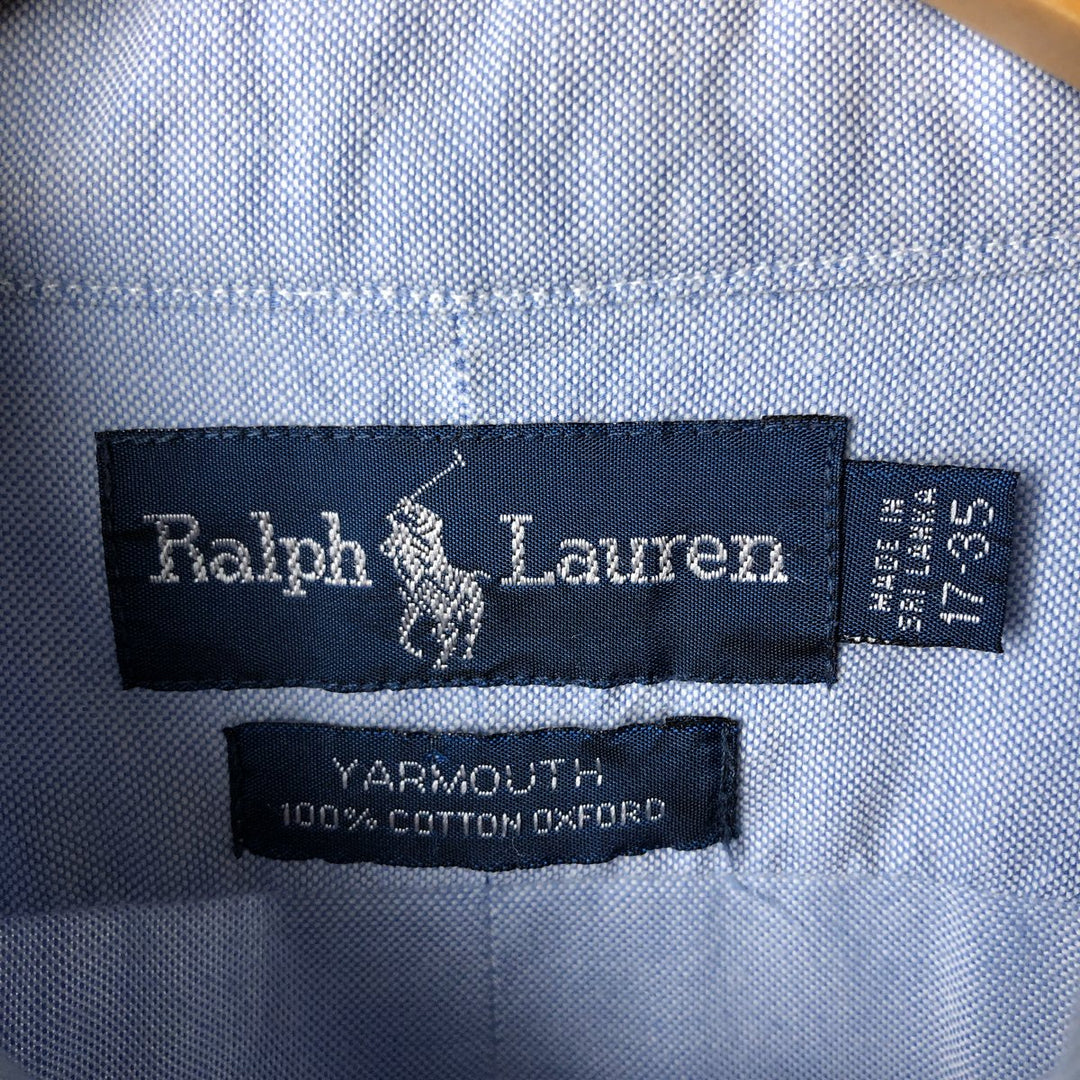 Ralph Lauren YARMOUTH long sleeve button down shirt, men's XXL size cotton Blue type light blue Vintage Second Hand