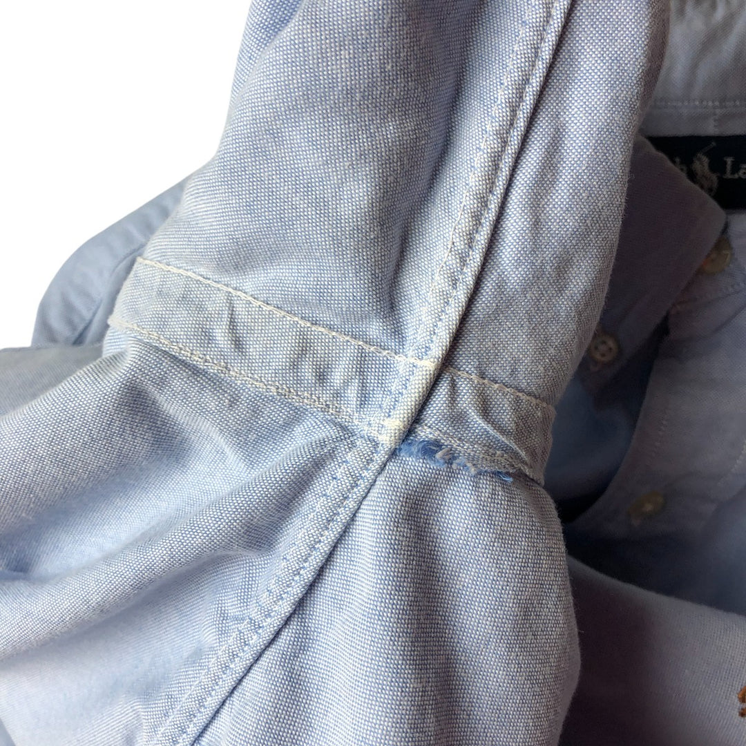 Ralph Lauren YARMOUTH long sleeve button down shirt, men's XXL size cotton Blue type light blue Vintage Second Hand