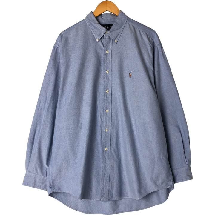 Ralph Lauren YARMOUTH long sleeve button down shirt, men's XL size cotton Blue type light blue Vintage Second Hand