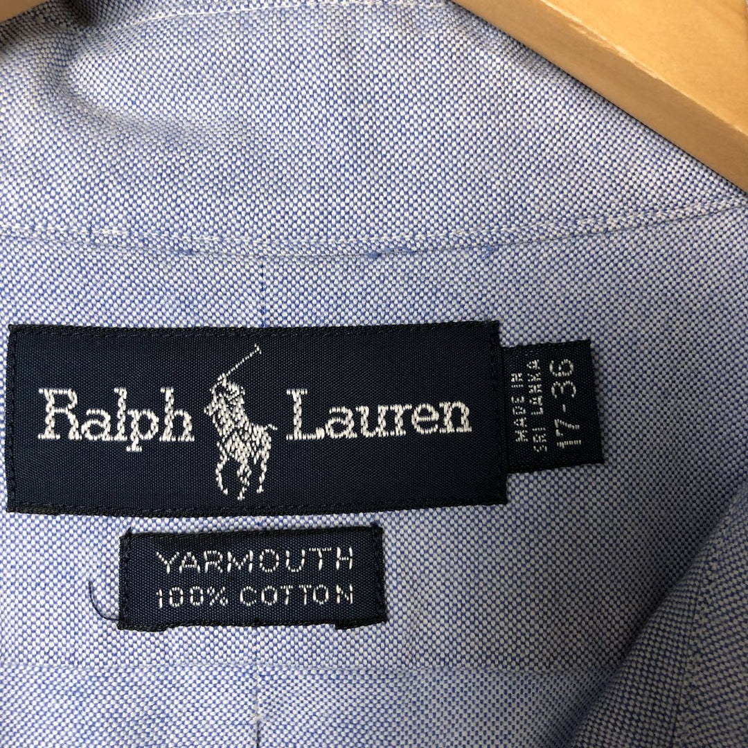 Ralph Lauren YARMOUTH long sleeve button down shirt, men's XL size cotton Blue type light blue Vintage Second Hand