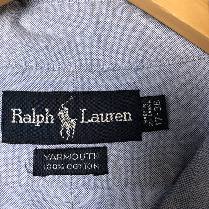 Ralph Lauren YARMOUTH long sleeve button down shirt, men's XL size cotton Blue type light blue Vintage Second Hand