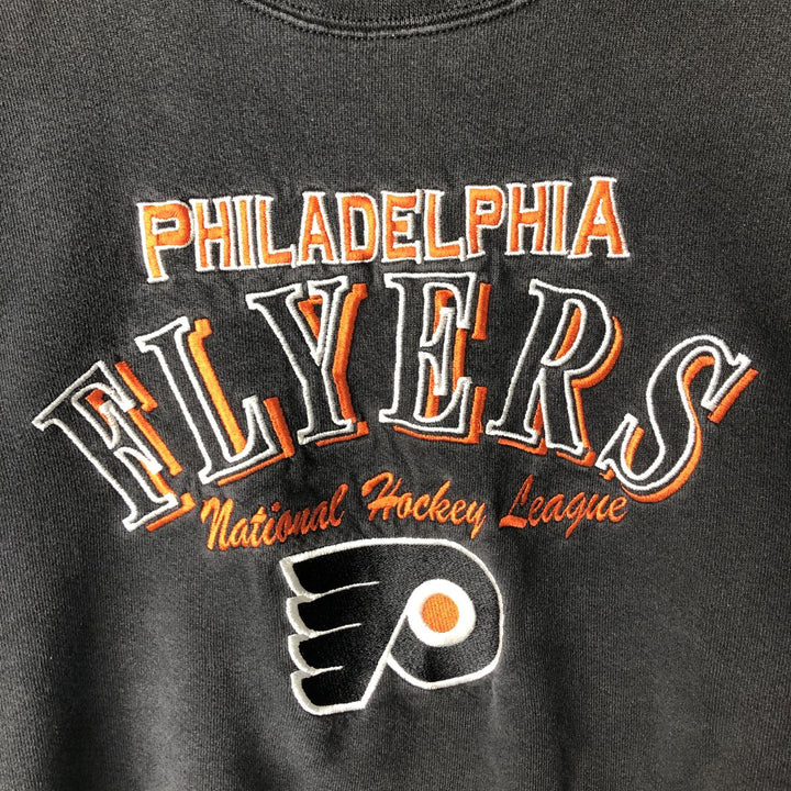 Vintage 90'S Logo Athletic NHL Philadelphia Flyers Sweatshirt, Made in USA, Men's Size Medium cotton black type Vintage Second Hand