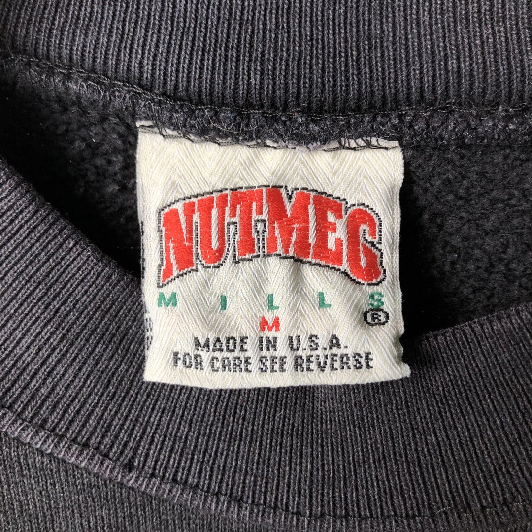 Vintage 90'S NUTMEG NBA Charlotte Hornets Print Sweatshirt, Made in USA, Men's Size Medium cotton black type Vintage Second Hand