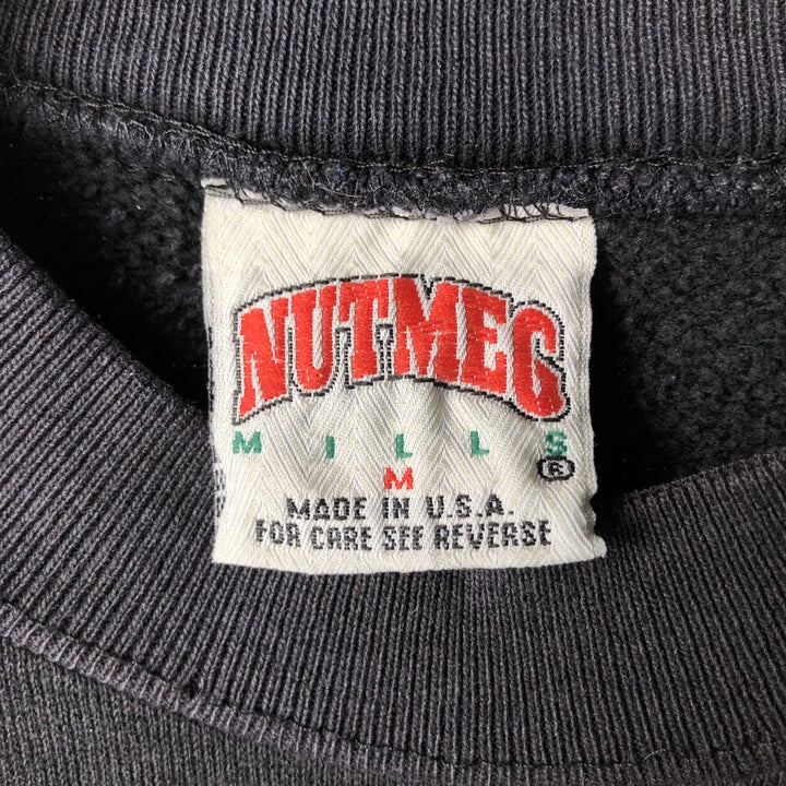 Vintage 90'S NUTMEG NBA Charlotte Hornets Print Sweatshirt, Made in USA, Men's Size Medium cotton black type Vintage Second Hand