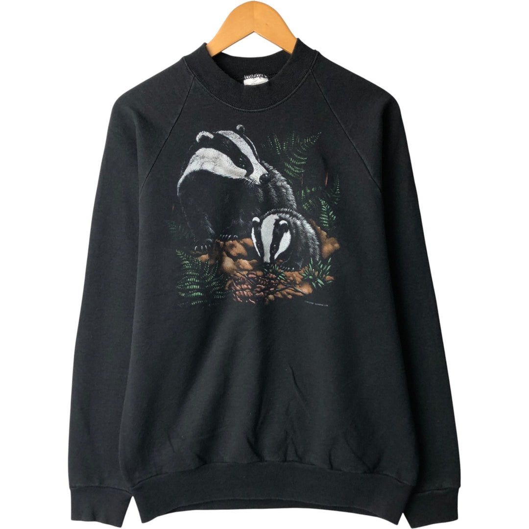 90'S Fruit of the Loom Screen Stars Badger Pattern Animal Sweatshirt, Men's Size L cotton black type Vintage Second Hand