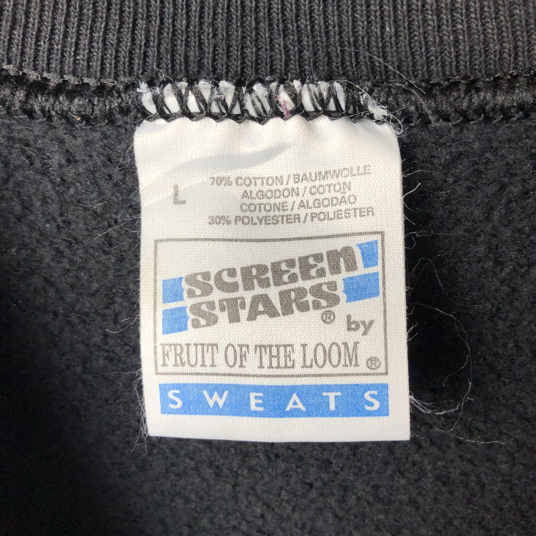 90'S Fruit of the Loom Screen Stars Badger Pattern Animal Sweatshirt, Men's Size L cotton black type Vintage Second Hand
