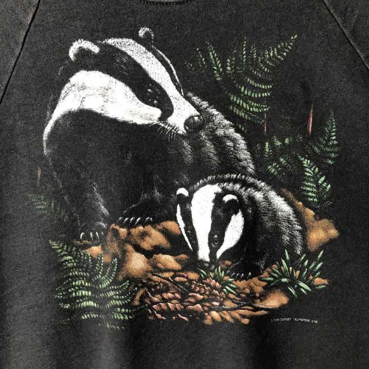 90'S Fruit of the Loom Screen Stars Badger Pattern Animal Sweatshirt, Men's Size L cotton black type Vintage Second Hand