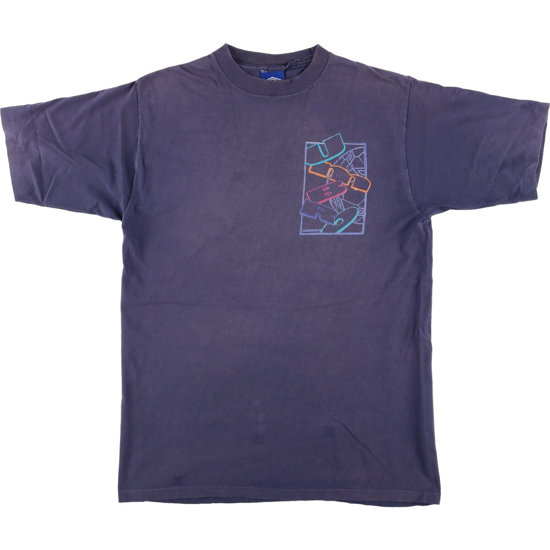 Vintage 90'S Umbro logo print T-shirt, Made in USA, Men's Size L cotton navy blue type Vintage Second Hand
