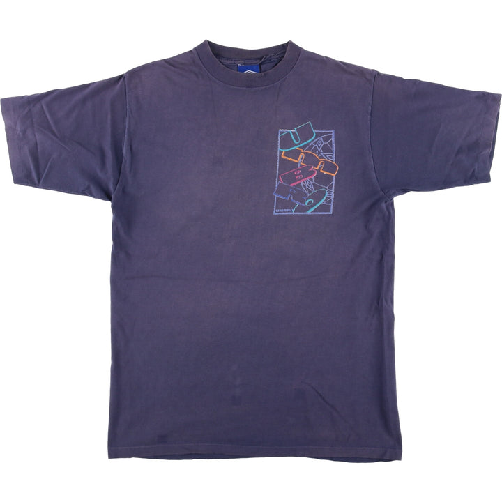 Vintage 90'S Umbro logo print T-shirt, Made in USA, Men's Size L cotton navy blue type Vintage Second Hand