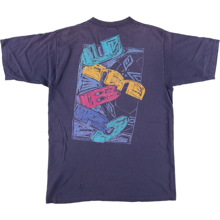 Vintage 90'S Umbro logo print T-shirt, Made in USA, Men's Size L cotton navy blue type Vintage Second Hand
